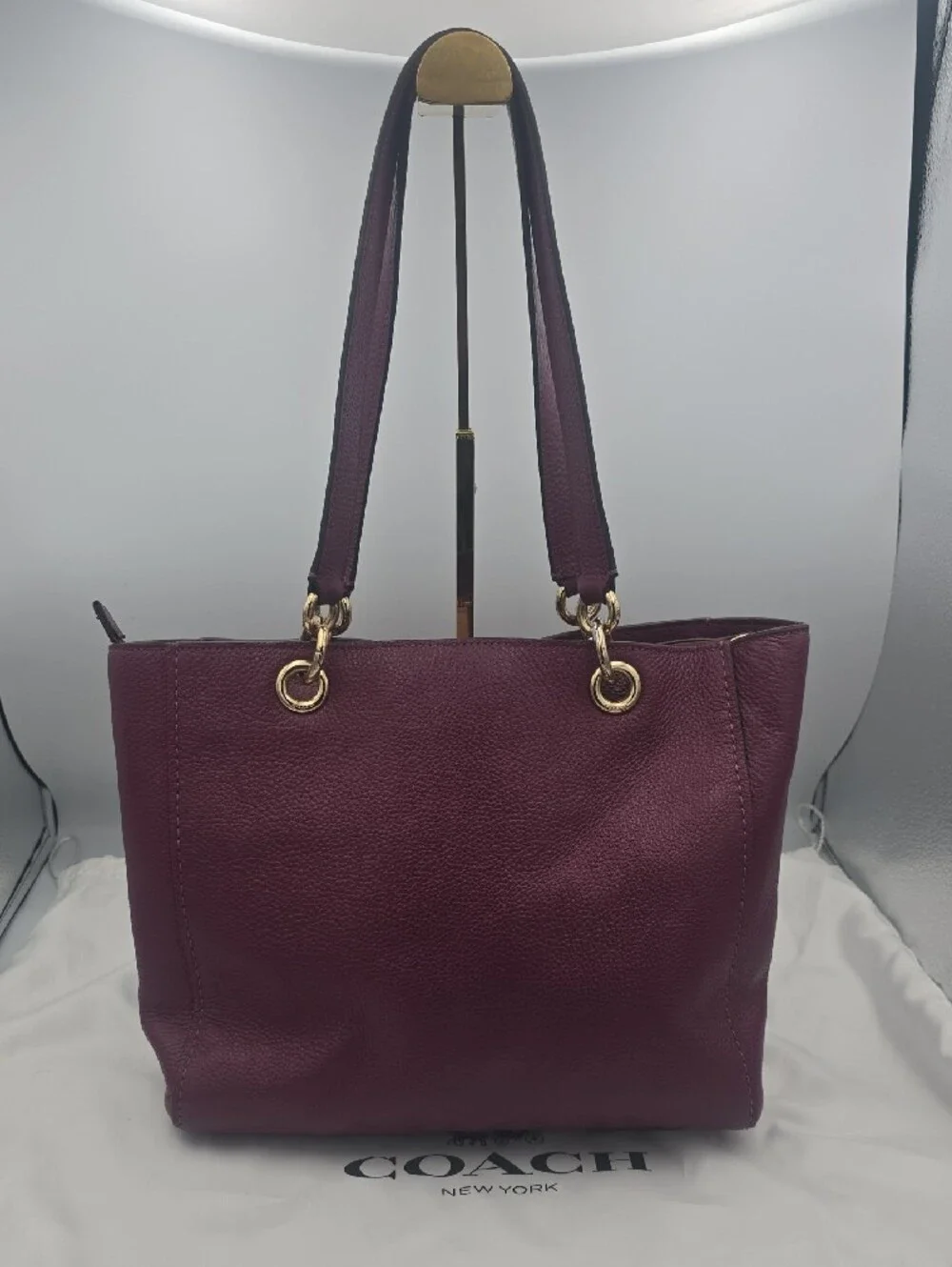 Coach Plum/Pink Varsity Stripe Ava Large Shoulder Bag W/ Gold Hardware (EUC)💖💜 - Picture 16 of 16